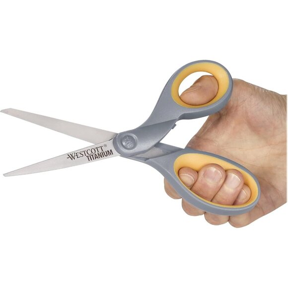 🆕 Titanium Straight Scissor Grey Sharper Longer Lasting Cutting Edge Soft Grip - Picture 6 of 8